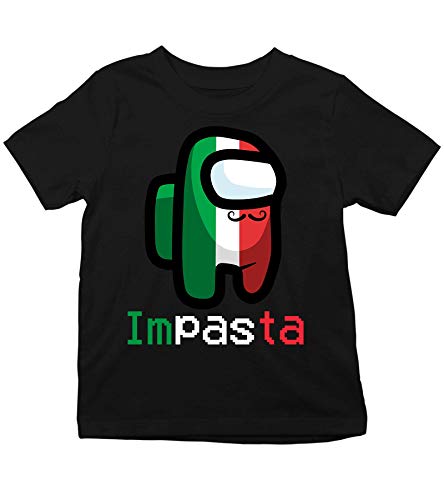 Among Us Impasta Impostor Crewmate Harajuku Kinder T-Shirt | Schwarz | 140 von Quattro Formatee