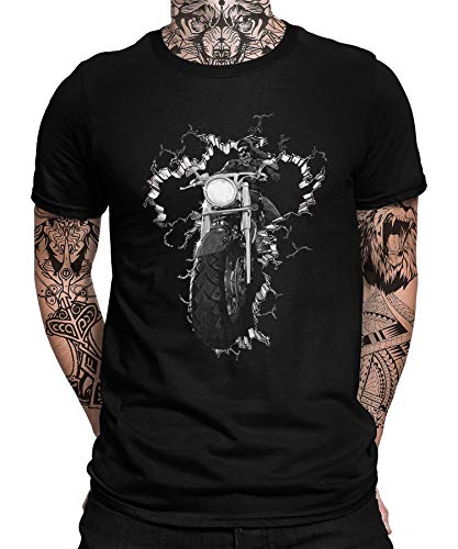 Biker Bike Motorrad Motorradfahren Chopper Rider Moped Rocker Metal Racer Herren Männer T-Shirt von Quattro Formatee