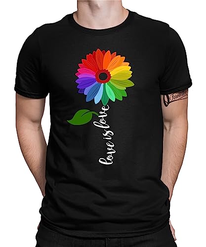 Blume Love - Stolz Regenbogen LGBT Gay Pride Herren T-Shirt, Schwarz, L von Quattro Formatee