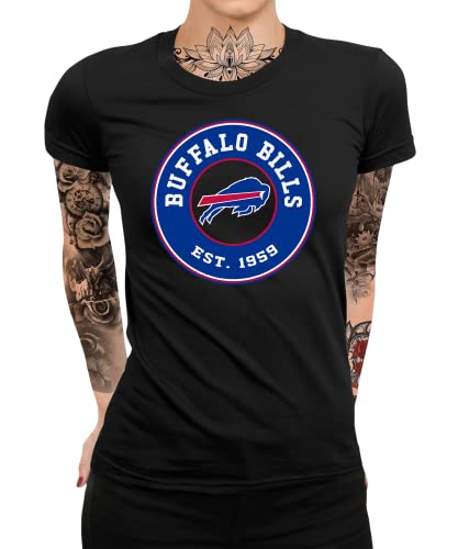 Buffalo Bills- American Football Team NFL Super Bowl Frauen Damen T-Shirt | Schwarz | S von Quattro Formatee