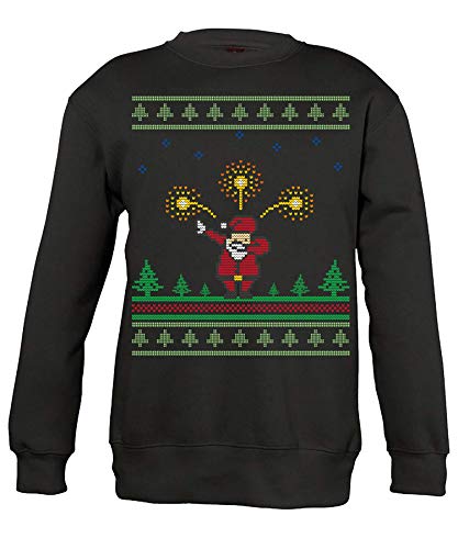 Dab Dabbing Weihnachtsmann - Ugly Christmas Sweater Weihnachten Merry X-Mas Santa Claus Kinder Pullover Sweatshirt | Schwarz | 152 von Quattro Formatee