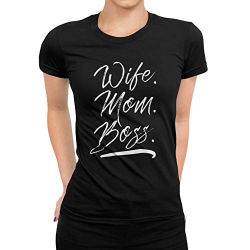 Damen Frauen T-Shirt Mama Kollektion 38 Designs Wählbar Mutter Sohn Tochter Geburtstag (L, Mama 06 Wife Mom Boss) von Quattro Formatee