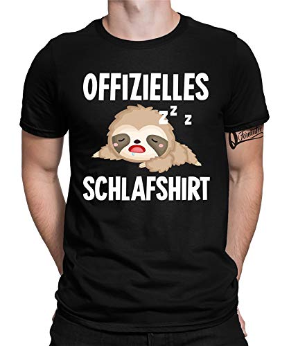 Faultier Spruch Chillen Statement Sarkasmus Pyjama Schlafanzug Nachthemd Schlafshirt Herren Männer T-Shirt | Schwarz | 3XL von Quattro Formatee