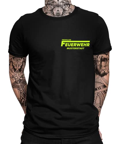 Feuerwehr - Freiwillige Feuerwehr Feuerwehrmann 112 Ehrenamt Feuer Brandschutz Herren Männer T-Shirt | Schwarz | S von Quattro Formatee