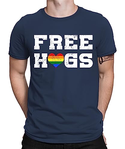 Free Hugs - Stolz Regenbogen LGBT Gay Pride Herren T-Shirt, Navy Blau, L von Quattro Formatee