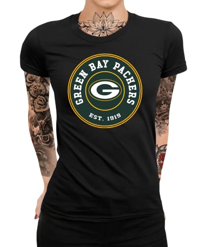 Green Bay Packers - American Football Team NFL Super Bowl Frauen Damen T-Shirt | Schwarz | S von Quattro Formatee