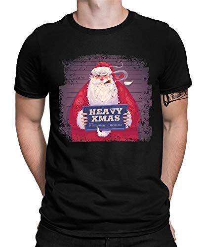 Heavy X-Max - Weihnachten Merry Christmas Ugly Santa Claus Weihnachtsoutfit Weihnachtsshirt D Herren Männer T-Shirt | Schwarz | L von Quattro Formatee