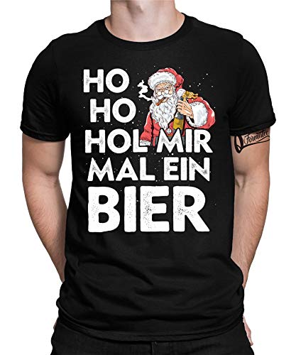 Ho Ho HOL Mir Mal EIN Bier - Weihnachten Merry Christmas Ugly X-Mas Santa Claus Weihnachtsshirt D Herren Männer T-Shirt | Schwarz | XL von Quattro Formatee