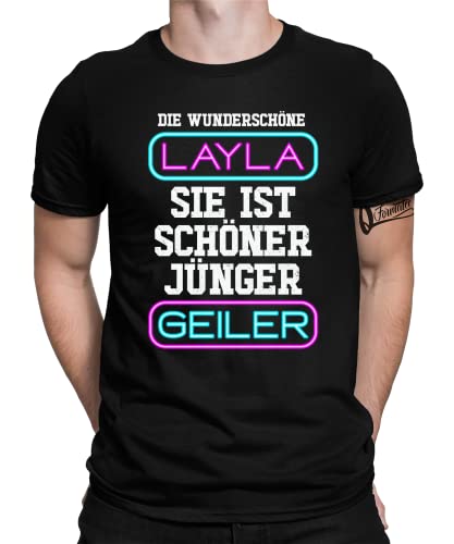 Mallorca Layla Sie Ist Schöner Jünger Geiler Schlagerhit Malle Lloret Party Herren Männer T-Shirt | Schwarz | L von Quattro Formatee