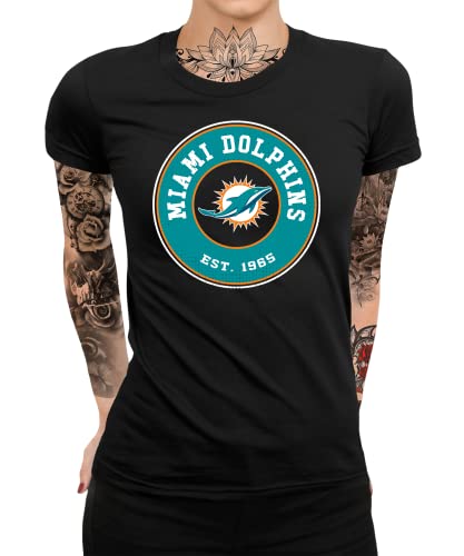 Miami Dolphins - American Football Team NFL Super Bowl Frauen Damen T-Shirt | Schwarz | S von Quattro Formatee