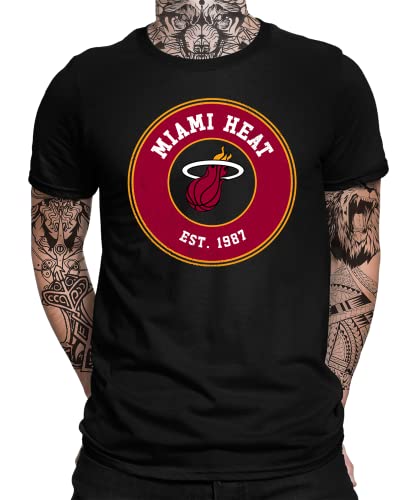 Miami Heat - Basketball Spieler Sport Team NBA Trikot für Fans Herren Männer T-Shirt | Schwarz | L von Quattro Formatee