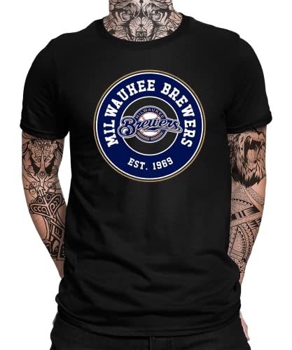 Milwaukee Brewers - Baseball Team MLB Mannschaft Herren Männer T-Shirt | Schwarz | L von Quattro Formatee