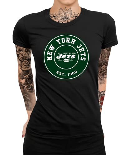 New York Jets - American Football Team NFL Super Bowl Frauen Damen T-Shirt | Schwarz | M von Quattro Formatee