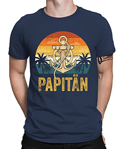 Papitän Kapitän Vintage - Papa Vatertag Vatertagsgeschenk Vater Herren Männer T-Shirt von Quattro Formatee