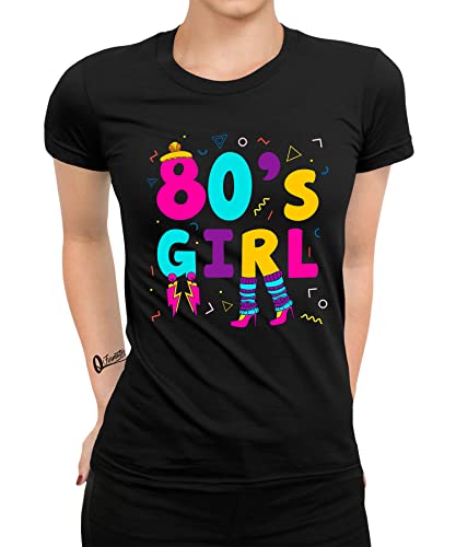 Quattro Formatee 80er 80s Girl Mädchen - Karneval Fasching Retro Party Festival Kostüm Outfit Frauen Damen T-Shirt von Quattro Formatee