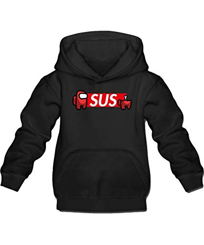 Quattro Formatee Among Us Sus Impostor Crewmate Harajuku Kinder Pullover Hoodie Kapuzenpullover | Schwarz | 152 von Quattro Formatee