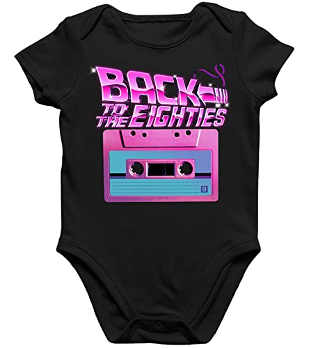 Quattro Formatee Back to The Eighties 80er 80s - Achtziger Karneval Fasching Retro Party Festival Kostüm Outfit Kurzarm Baby Body Einzelteiler Strampler von Quattro Formatee