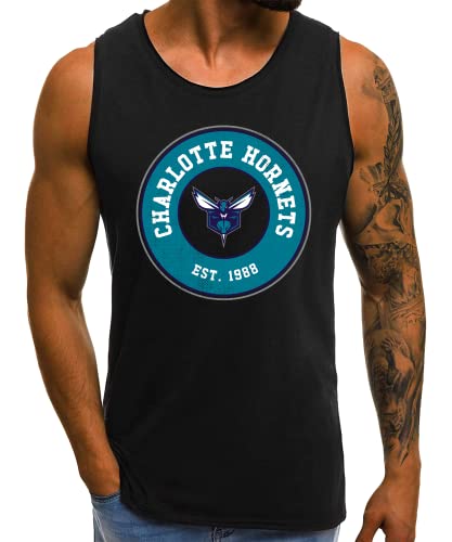 Quattro Formatee Charlotte Hornets - Basketball NBA Team Basketballer Trikot für Fans| Männer Tank Top | Schwarz | M von Quattro Formatee