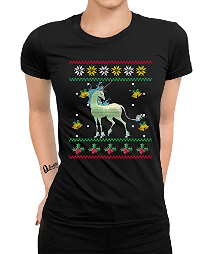 Quattro Formatee Das letzte Einhorn - Weihnachten Familien Set Weihnachtsshirt Frauen Damen T-Shirt von Quattro Formatee