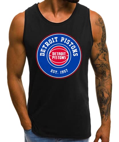 Quattro Formatee Detroit Pistons - Basketball NBA Team Basketballer Trikot für Fans| Männer Tank Top | Schwarz | XL von Quattro Formatee