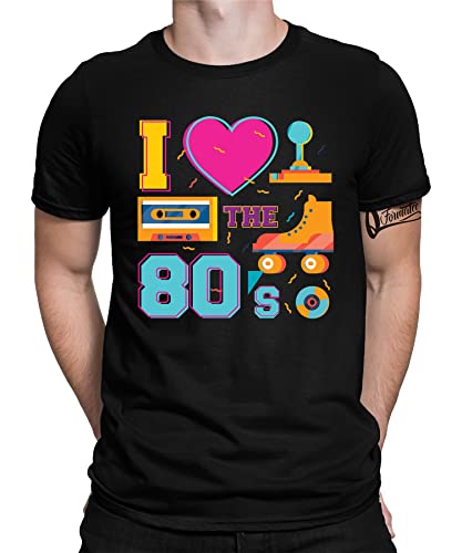 Quattro Formatee I Love The 80er 80s - Karneval Fasching Retro Party Festival Kostüm Outfit Herren Männer T-Shirt von Quattro Formatee