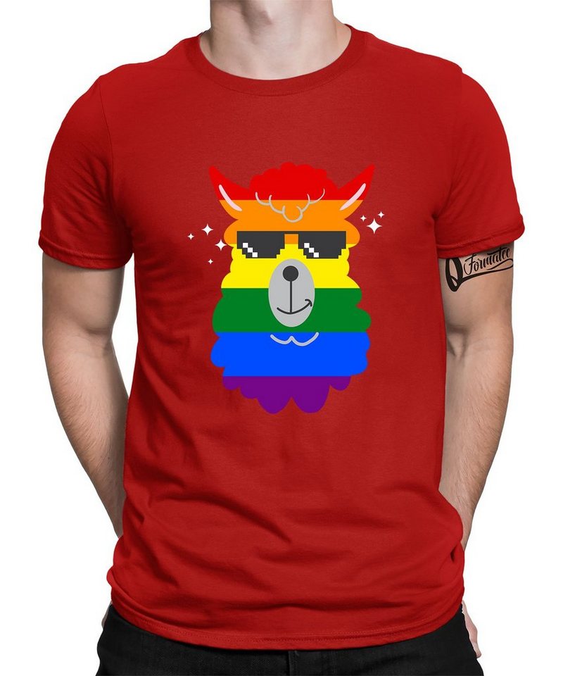 Quattro Formatee Kurzarmshirt Lama Alpaka - Stolz Regenbogen LGBT Gay Pride Herren T-Shirt (1-tlg) von Quattro Formatee