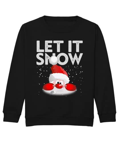 Quattro Formatee Let It Snow - Weihnachten Merry Christmas Weihnachtsmann Schnee Santa Claus Weihnachtsoutfit Weihnachtspulli Weihnachtspullover D Kinder Pullover Sweatshirt | Schwarz | 128 von Quattro Formatee