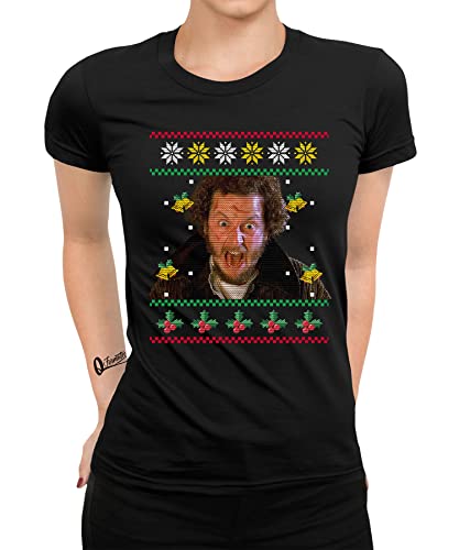 Quattro Formatee Marv - Kevin Allein zu Haus Weihnachten Familien Set Weihnachtsshirt Frauen Damen T-Shirt von Quattro Formatee