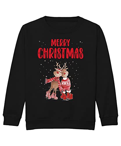 Quattro Formatee Merry Christmas Rentier Paar - Weihnachten X-Mas Weihnachtsoutfit Familien Set Weihnachtspullover Kinder Pullover Sweatshirt von Quattro Formatee