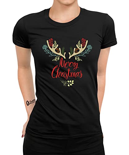 Quattro Formatee Merry Christmas Rentier - Weihnachten X-Mas Weihnachtsoutfit Familien Set Weihnachtsshirt Frauen Damen T-Shirt von Quattro Formatee