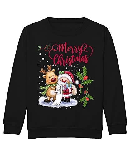 Quattro Formatee Merry Christmas Rentier Weihnachtsmann - Weihnachten X-Mas Weihnachtsoutfit Familien Set Weihnachtspullover Kinder Pullover Sweatshirt von Quattro Formatee