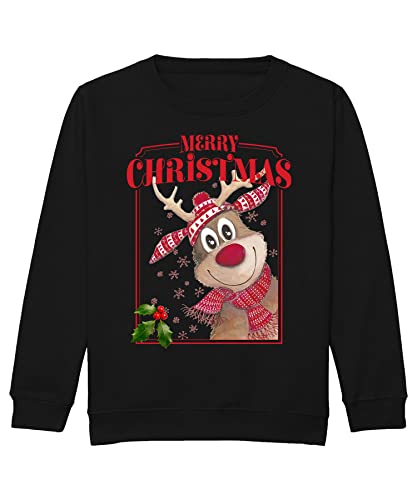 Quattro Formatee Merry Christmas Süßes Rentier - Weihnachten X-Mas Weihnachtsoutfit Familien Set Weihnachtspullover Kinder Pullover Sweatshirt von Quattro Formatee