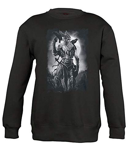 Quattro Formatee Odin Wikinger Viking Valhalla Odin Thor Nordmann Wolf Nordische Mythologie Skal Norse Kinder Pullover Sweatshirt von Quattro Formatee