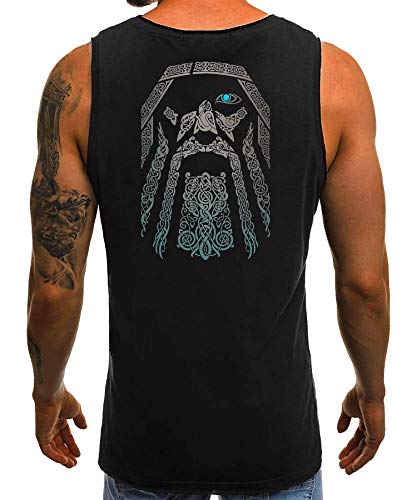 Quattro Formatee Runen Wikinger Viking Valhalla Odin Thor Nordmann Wolf Nordische Mythologie Skal Norse B Herren Männer Tank Top | Schwarz | 3XL | Beidseitig von Quattro Formatee