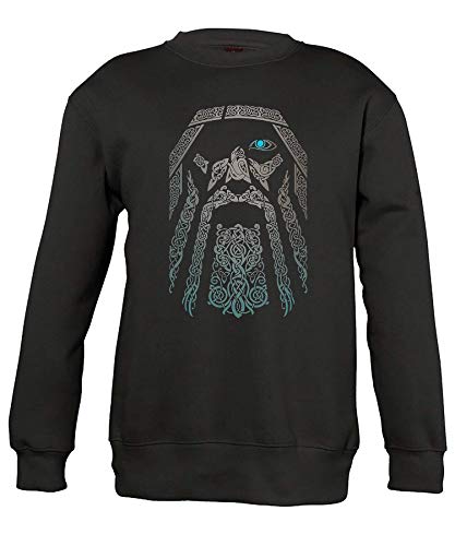 Quattro Formatee Runen Wikinger Viking Valhalla Odin Thor Nordmann Wolf Nordische Mythologie Skal Norse Pullover Sweatshirt von Quattro Formatee