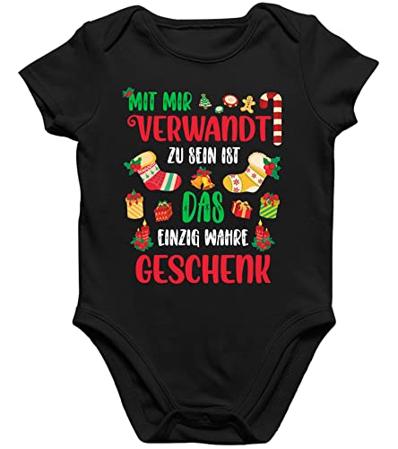 Quattro Formatee Verwandt Geschenk - Weihnachten X-Mas Weihnachtsoutfit Familien Set Kurzarm Baby Body Einzelteiler Strampler von Quattro Formatee