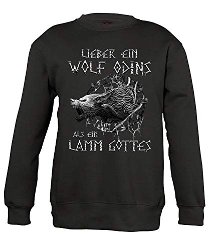 Quattro Formatee Wolf Odins Wikinger Viking Valhalla Odin Thor Nordmann Wolf Nordische Mythologie Skal Norse Kinder Pullover Sweatshirt von Quattro Formatee