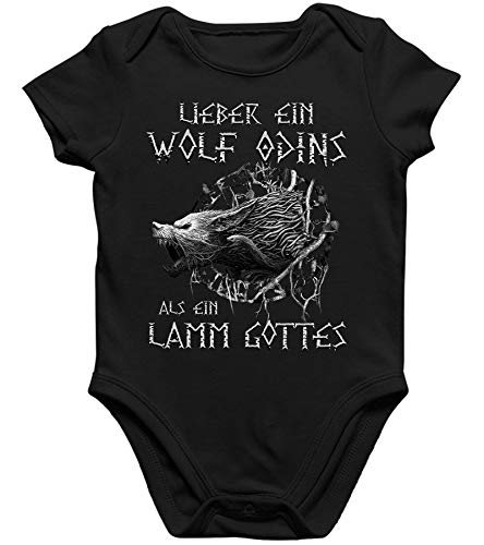 Quattro Formatee Wolf Odins Wikinger Viking Valhalla Odin Thor Nordmann Wolf Nordische Mythologie Skal Norse Kurzarm Baby Body Einzelteiler Strampler von Quattro Formatee