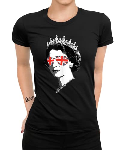 Queen Elizabeth II Frauen Damen T-Shirt | Schwarz | 3XL von Quattro Formatee