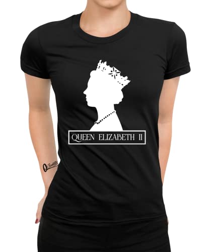 Queen Elizabeth II Frauen Damen T-Shirt | Schwarz | M von Quattro Formatee