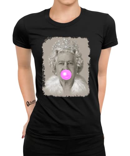 Queen Elizabeth II Frauen Damen T-Shirt | Schwarz | S von Quattro Formatee