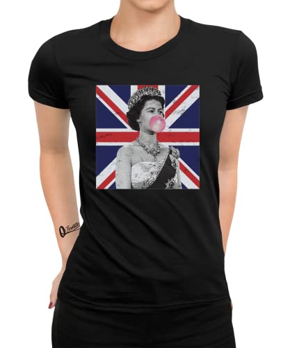 Queen Elizabeth II Frauen Damen T-Shirt | Schwarz | XL von Quattro Formatee