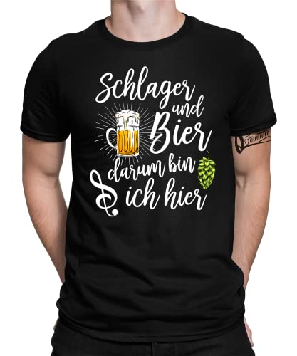 Schlager und Bier - Schlager Party Mallorca Schlagermusik JGA Herz Herren Männer T-Shirt | Schwarz | M von Quattro Formatee
