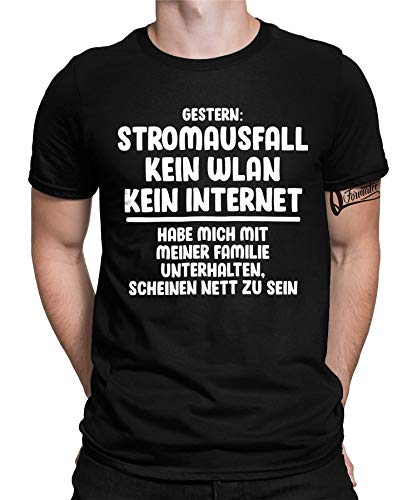 Stromausfall Kein WLAN Kein Internet - Statement Sarkasmus Ironie Lustiges Fun-Motiv Cooler Witziger Spruch Bedrucktes Herren Männer T-Shirt von Quattro Formatee