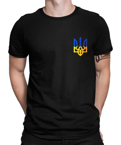 Ukraine Ukrajina Ukrainer Flagge Kiew Frieden und Solidarität Herren Männer T-Shirt | Schwarz | XL von Quattro Formatee