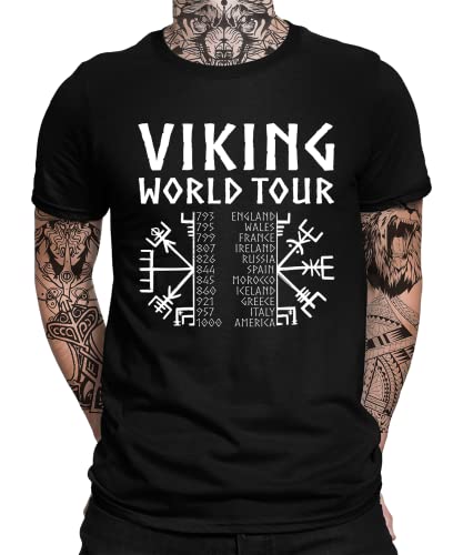 Valhalla - Wikinger Viking Berserker Norse Valknut Wodan Nordmann Wodan Odin Mjölnir Vegvisir Yggdrasil Herren Männer T-Shirt | Schwarz | M von Quattro Formatee