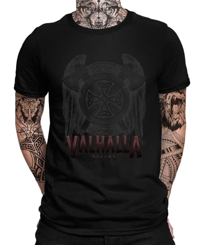 Valhalla - Wikinger Viking Berserker Norse Valknut Wodan Nordmann Wodan Odin Mjölnir Vegvisir Yggdrasil Herren Männer T-Shirt | Schwarz | S von Quattro Formatee