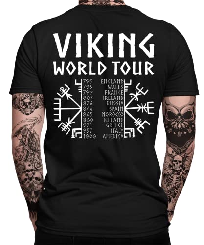 Valhalla - Wikinger Viking Berserker Norse Valknut Wodan Nordmann Wodan Odin Mjölnir Vegvisir Yggdrasil Herren Männer T-Shirt | Schwarz | XL von Quattro Formatee