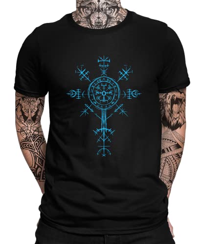 Valhalla - Wikinger Viking Berserker Norse Valknut Wodan Nordmann Wodan Odin Mjölnir Vegvisir Yggdrasil Männer & Frauen T-Shirt | Schwarz | M von Quattro Formatee