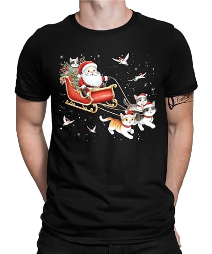 Weihnachtsschlitten Katzen - Weihnachten Nikolaus Herren Männer T-Shirt von Quattro Formatee